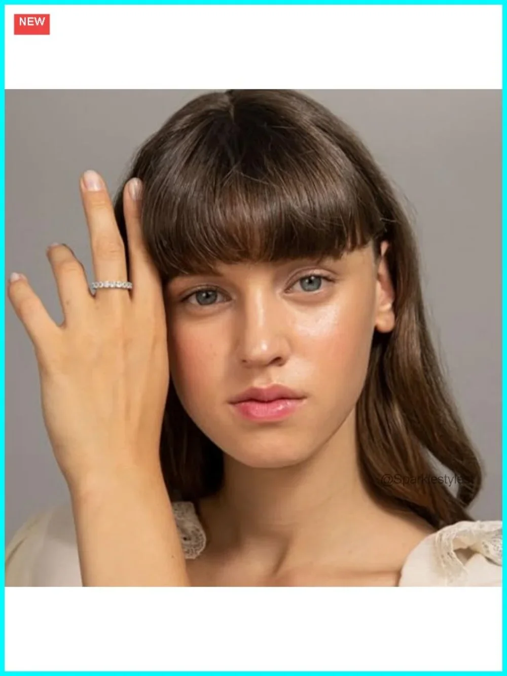 14K Gold Plated Eternity Ring Square Cubic Zirconia Stackable Wedding Band